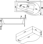 Акриловая ванна Bas Капри В 00016 170х95 R , изображение 5