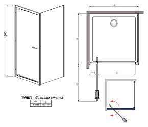 Фото Боковая стенка Radaway Twist S 100 прозрачное стекло