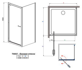 Фото Боковая стенка Radaway Twist S 90 коричневое стекло
