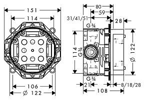 Фото Скрытая часть Hansgrohe Ibox Universal 01800180