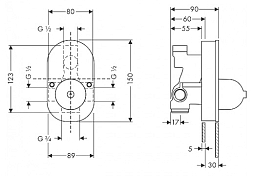 Скрытая часть Hansgrohe 31741180 , изображение 2