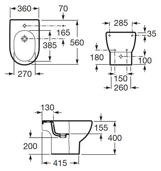 Биде напольное Roca Meridian 357244000 , изображение 4