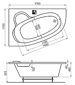 Акриловая ванна Ravak Asymmetric 170х110 L , изображение 4