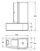 Акриловая ванна Gemy G8040 B R 170х85 , изображение 5