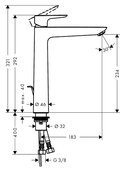 Смеситель Hansgrohe Talis E 71716000 для раковины , изображение 3
