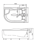 Акриловая ванна Gemy G9083 B R 180х120 , изображение 5