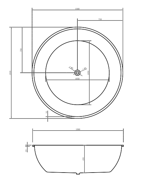 Акриловая ванна Abber AB9279 150х150 , изображение 4