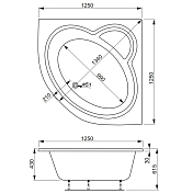 Акриловая ванна Vagnerplast Mini Catalina 125х125 , изображение 8