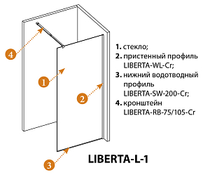Фото Душевая перегородка Cezares Liberta L-1-100-C-Cr
