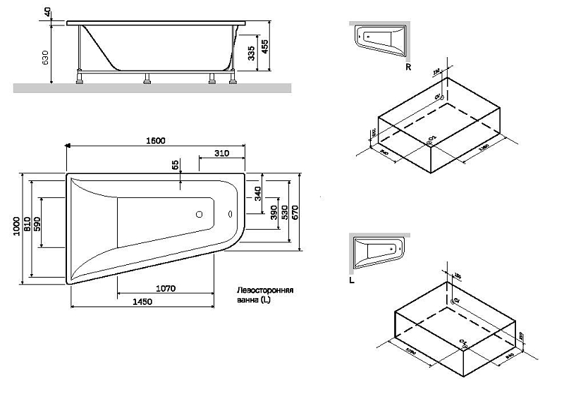 Акриловая ванна AM.PM Spirit 160х100 L , изображение 9