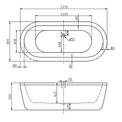 Фото Акриловая ванна BelBagno BB12-1775 180х80