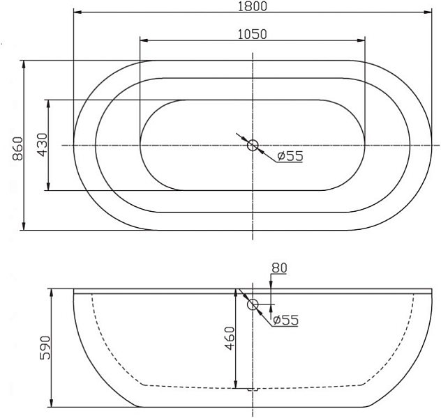 Акриловая ванна BelBagno BB13-1800 180х86 , изображение 4