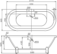 Изображение Акриловая ванна BelBagno BB21 180х80 Акриловая ванна BelBagno BB21 180х80 , изображение 3