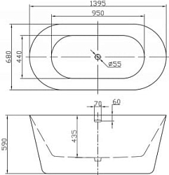Фото Акриловая ванна BelBagno BB306-1395 140х70