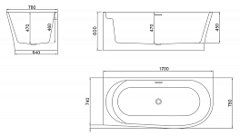 Акриловая ванна BelBagno BB410-1700-780-L 170х78 , изображение 3