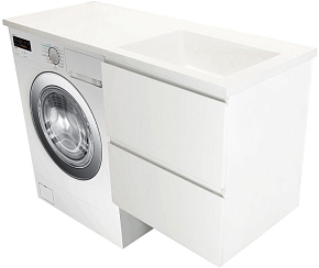 Фото Тумба с раковиной Эстет Dallas Luxe 130 R белая подвесная 2 ящика