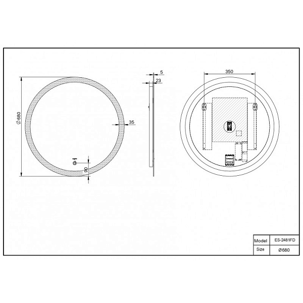 Зеркало Esbano ES-2481FD 68 , изображение 2