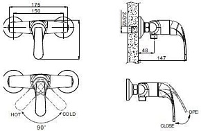 Фото Смеситель Bravat Fit F9135188CP-01-RUS для душа