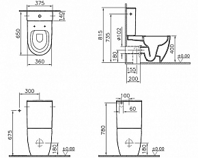 Фото Унитаз-компакт Vitra Sento 9830B003-7203 безободковый