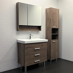 Фото Тумба с раковиной Comforty Никосия 80Н дуб темный, с раковиной Fest 80 F01