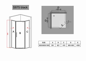 Фото Душевой уголок Black&White Stellar Wind S875 90х90 см