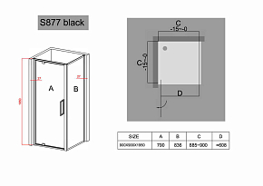 Фото Душевой уголок Black&White Stellar Wind S877 90х90 см