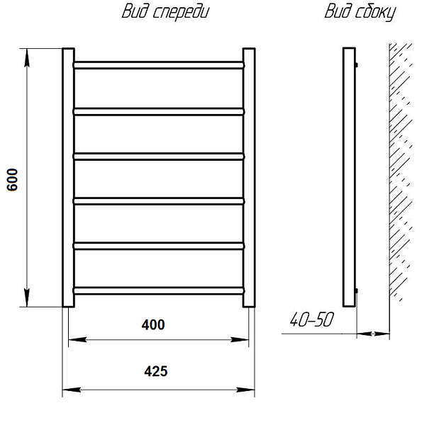 Полотенцесушитель электрический ТЕРА ПСН Виктория 40x60 , изображение 3
