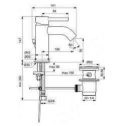 Фото Смеситель Ideal Standard Ceraline BC203U4 для раковины, черный матовый