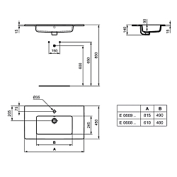 Фото Раковина Ideal Standard Tempo Vanity E066901  60 см
