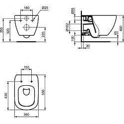Фото Унитаз подвесной Ideal Standard Tesi T0079V3