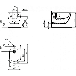 Фото Биде подвесное Ideal Standard Tesi T3552V3 черный матовый