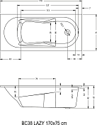 Изображение Акриловая ванна Riho Bathtubs Lazy 170х75 Акриловая ванна Riho Bathtubs Lazy 170х75 , изображение 2