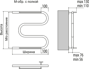 Фото Полотенцесушитель водяной Terminus Эконом М-образный 60х50 с полкой