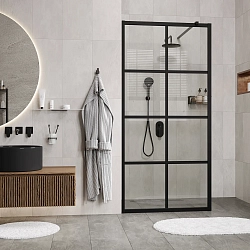 Фото Душевая перегородка Wasserkraft Glan 66W 120 см, профиль черный матовый