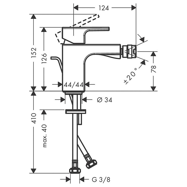 Смеситель Hansgrohe Vernis Shape 71211670 для биде , изображение 2
