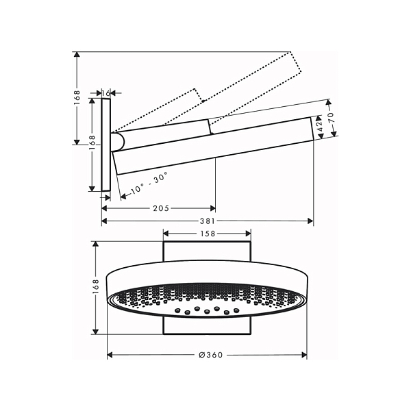 Верхний душ Hansgrohe Rainfinity 26234000 , изображение 2