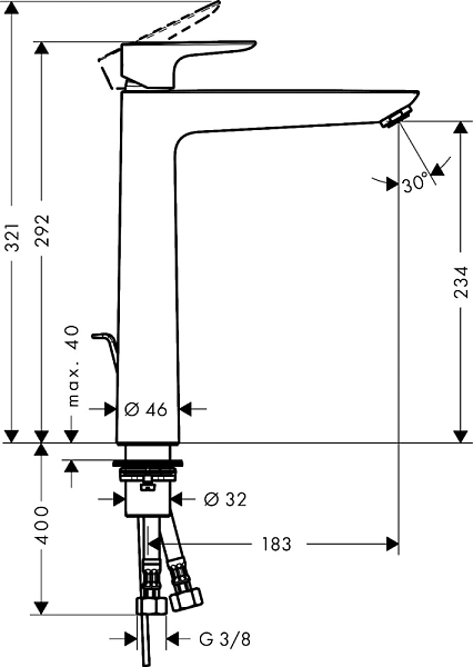 Смеситель Hansgrohe Talis E 71716670 для раковины , изображение 2