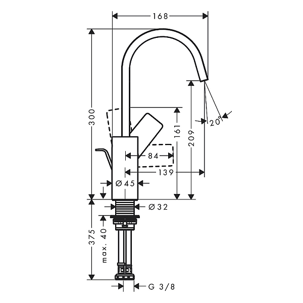 Смеситель Hansgrohe Vivenis 75030000 для раковины , изображение 3