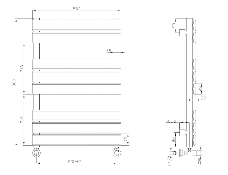 Полотенцесушитель водяной Boheme Venturo 50x80 золото , изображение 3