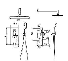 Фото Душевой комплект Boheme Venturo 384-W, с внутренней частью