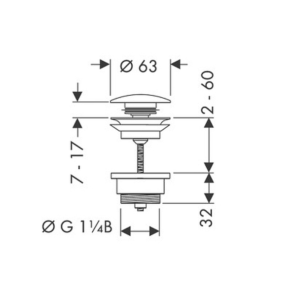Донный клапан Hansgrohe 50100700 для раковины , изображение 2