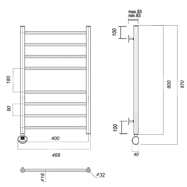 Полотенцесушитель электрический Domoterm Медея 40x80 L , изображение 4