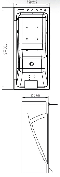 Акриловая ванна Orans 65108L0 170x75 L , изображение 6