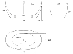 Изображение Акриловая ванна BelBagno BB81-1500-W0 150х75 Акриловая ванна BelBagno BB81-1500-W0 150х75 , изображение 4