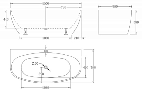 Фото Акриловая ванна BelBagno BB83-1500-W0 150х78