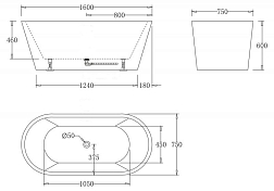 Изображение Акриловая ванна BelBagno BB71-1600-W0 160х75 Акриловая ванна BelBagno BB71-1600-W0 160х75 , изображение 4