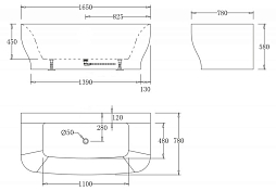 Изображение Акриловая ванна BelBagno BB74-1650-W0 165х78 Акриловая ванна BelBagno BB74-1650-W0 165х78 , изображение 3