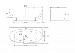 Акриловая ванна BelBagno BB83-1700-W0 170х80 , изображение 4