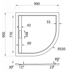Фото Поддон для душа Cezares TRAY-AS-R-90-30-W