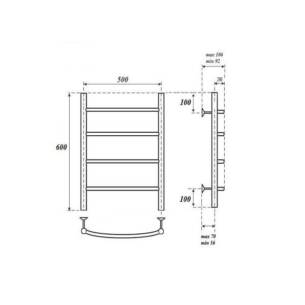 Полотенцесушитель электрический Point Афина П4 60х50 хром , изображение 4